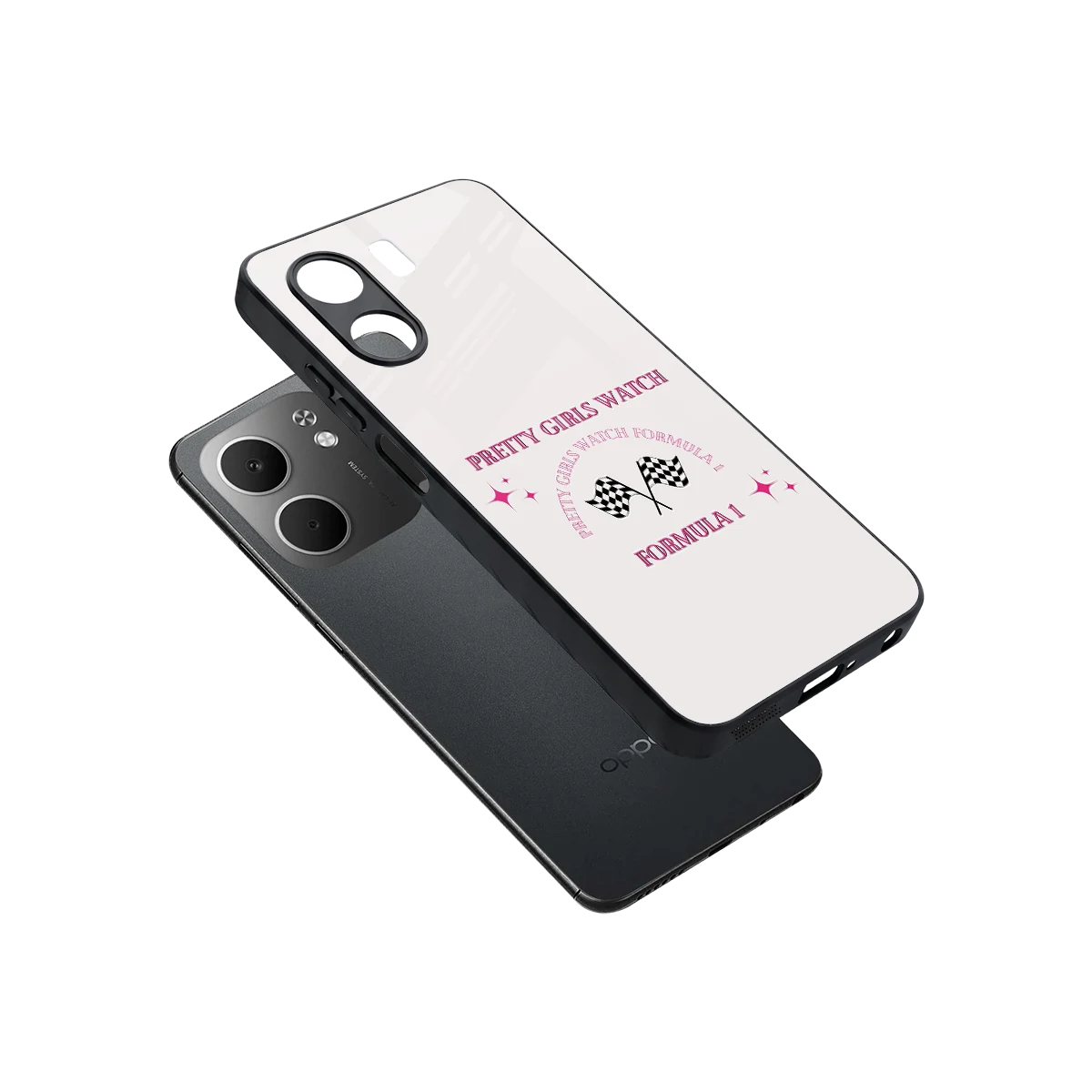 Racing Babe sleek oppo a5x 5g cover with tempered glass back and TPU edges