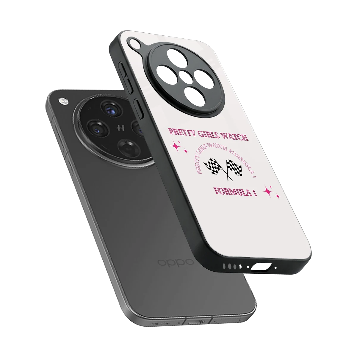 Racing Babe sleek oppo find x8 cover with tempered glass back and TPU edges