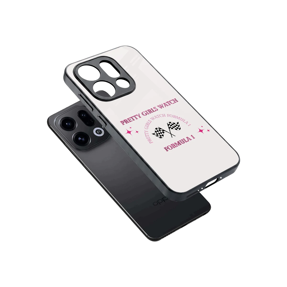 Racing Babe sleek oppo find x9 cover with tempered glass back and TPU edges