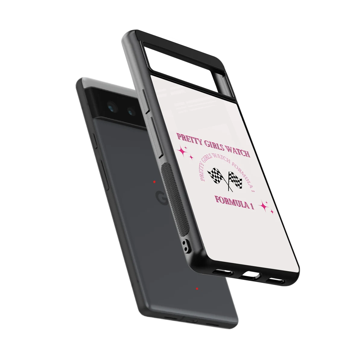 Racing Babe sleek google pixel 6 cover with tempered glass back and TPU edges