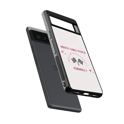Racing Babe sleek google pixel 6 cover with tempered glass back and TPU edges
