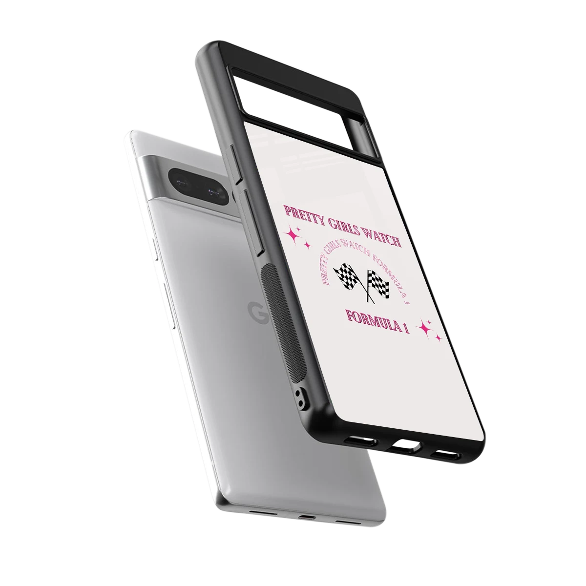 Racing Babe sleek google pixel 7 pro cover with tempered glass back and TPU edges