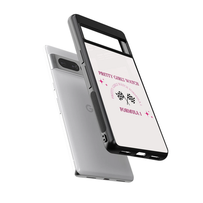 Racing Babe sleek google pixel 7 pro cover with tempered glass back and TPU edges