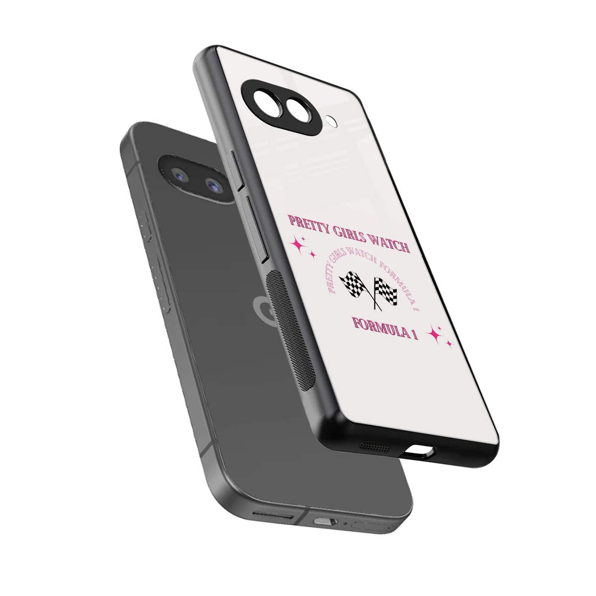 Racing Babe sleek google pixel 10a cover with tempered glass back and TPU edges