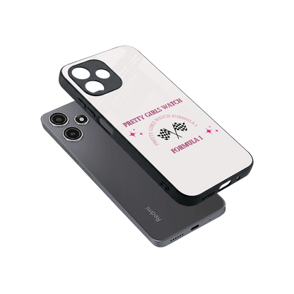 Racing Babe sleek redmi 12 5g cover with tempered glass back and TPU edges
