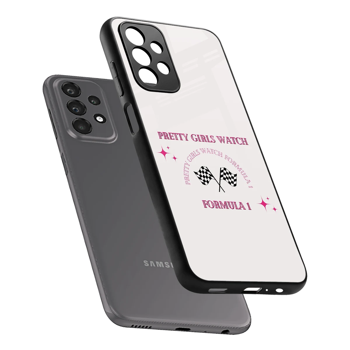 Racing Babe sleek samsung galaxy a23 cover with tempered glass back and TPU edges