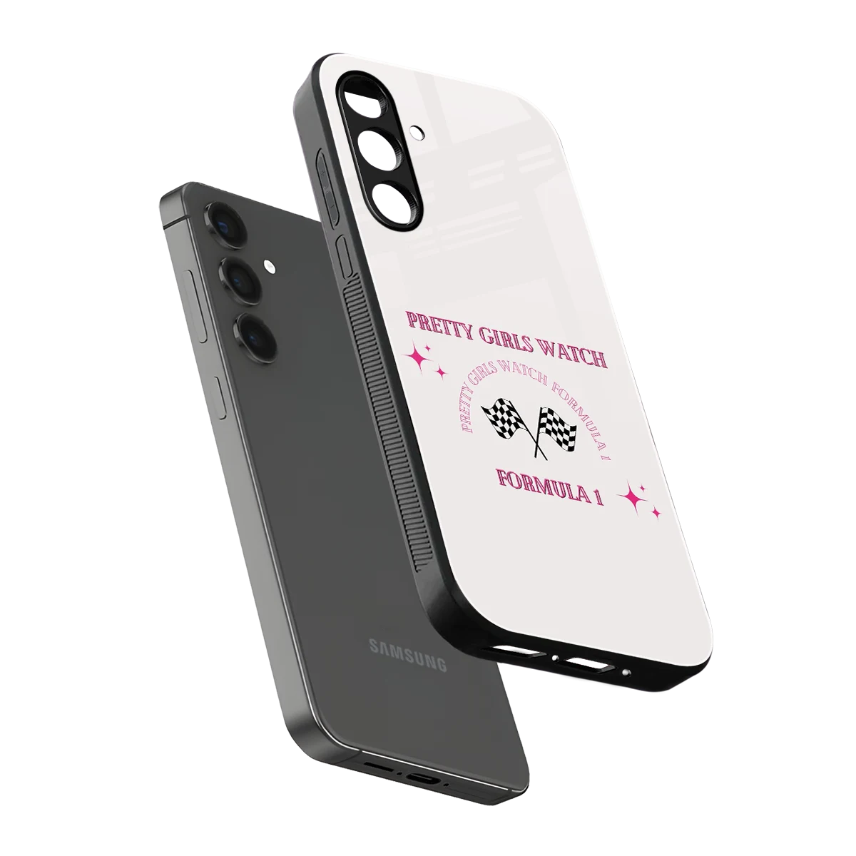 Racing Babe sleek samsung galaxy a14 5g cover with tempered glass back and TPU edges