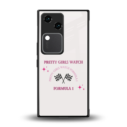Racing Babe back phone cover | glass case for vivo v30