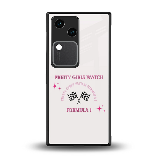 Racing Babe back phone cover | glass case for vivo v30