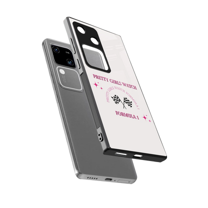 Racing Babe sleek vivo v30 cover with tempered glass back and TPU edges