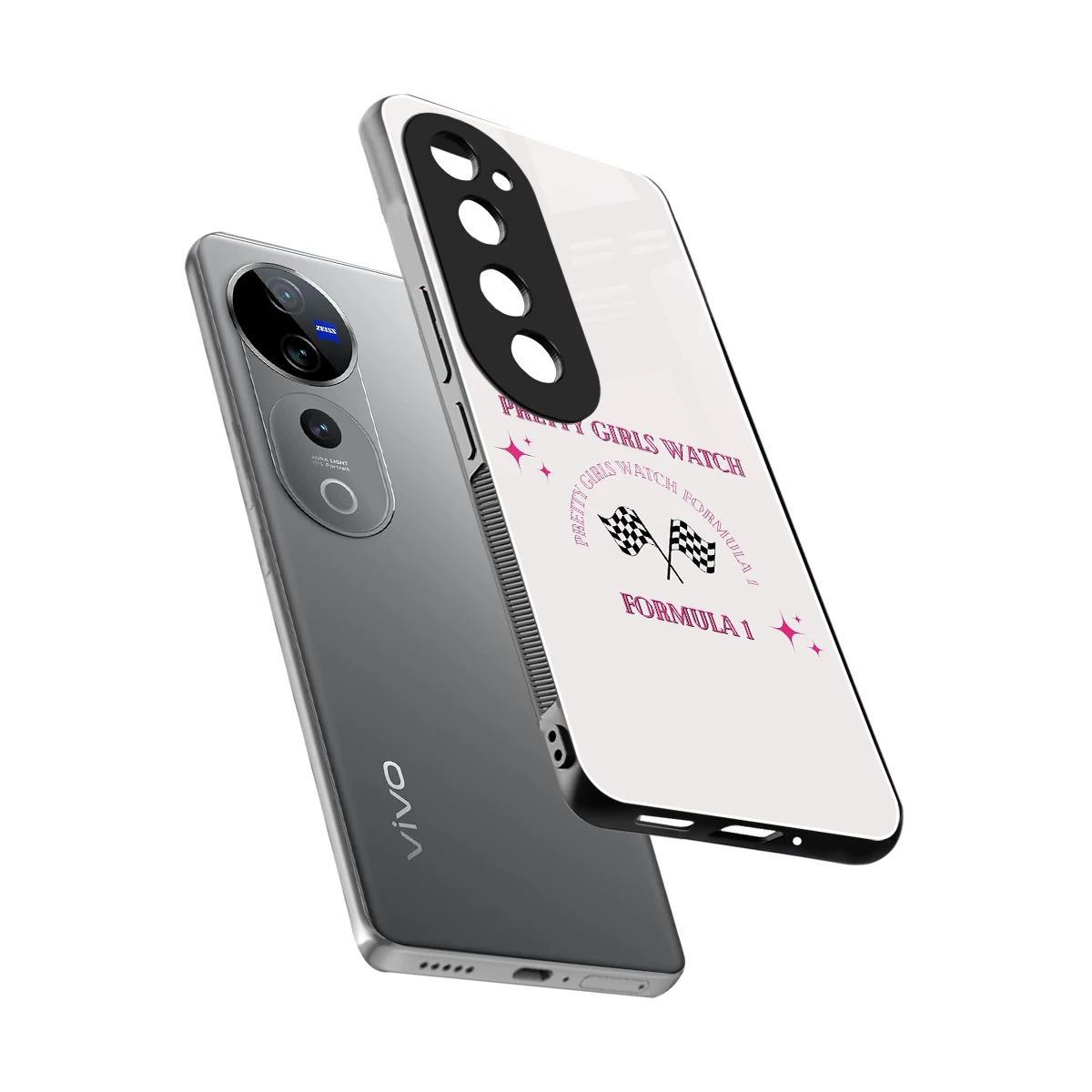 Racing Babe sleek vivo v40 pro cover with tempered glass back and TPU edges
