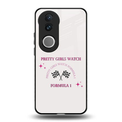 Racing Babe back phone cover | glass case for vivo v50