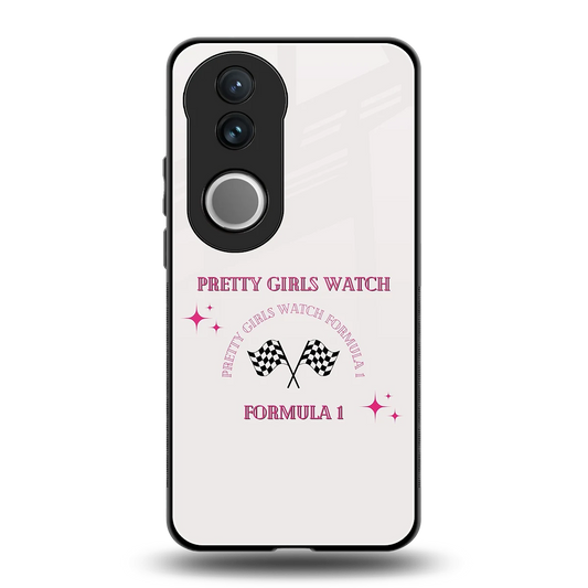 Racing Babe back phone cover | glass case for vivo v50