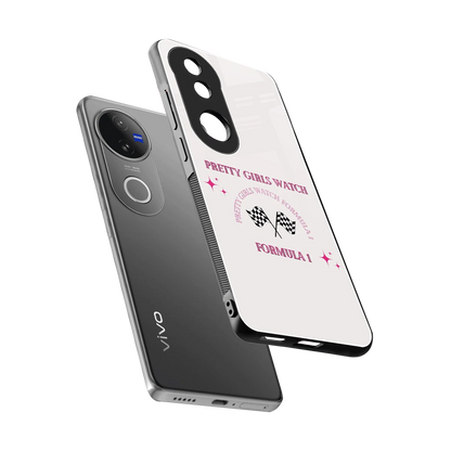 Racing Babe sleek vivo v50 cover with tempered glass back and TPU edges