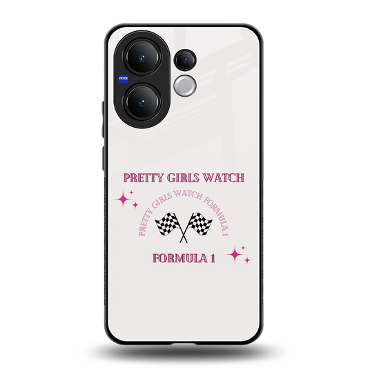 Racing Babe back phone cover | glass case for vivo v60
