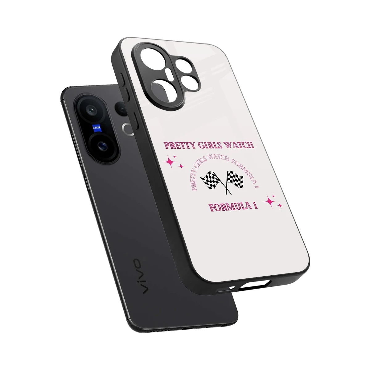 Racing Babe sleek vivo x200 fe cover with tempered glass back and TPU edges