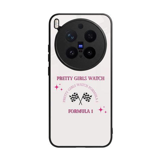 Racing Babe back phone cover | glass case for vivo x300 pro