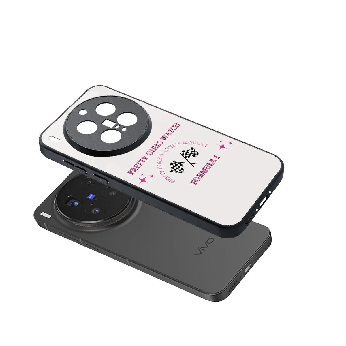 Racing Babe sleek vivo x300 pro cover with tempered glass back and TPU edges