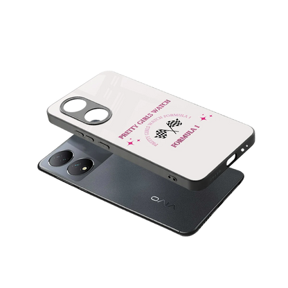 Racing Babe sleek Vivo-y100 cover with tempered glass back and TPU edges