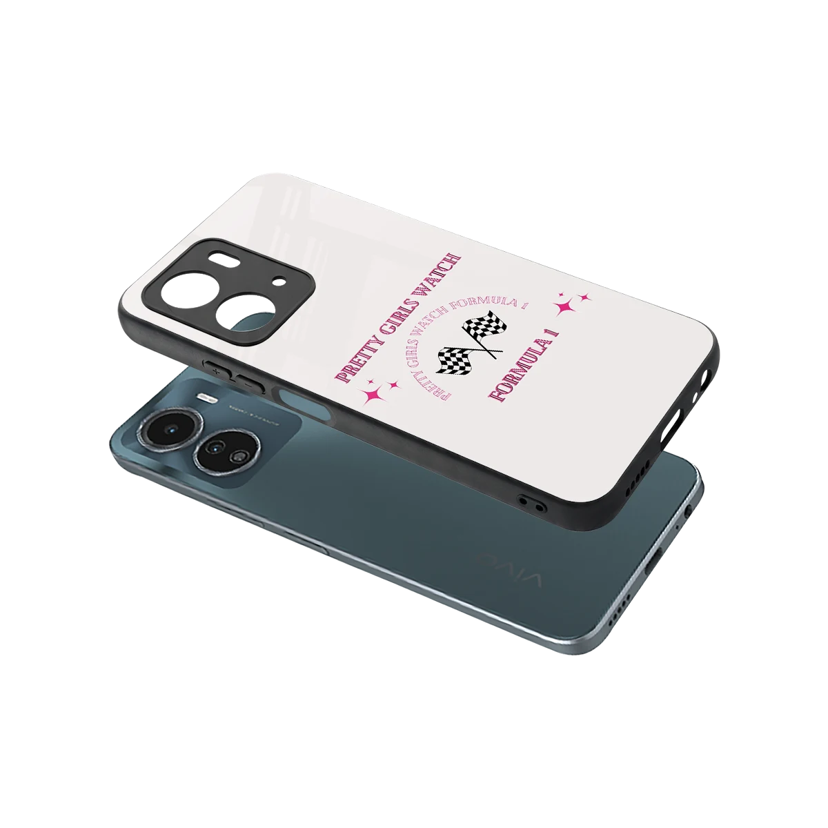 Racing Babe sleek vivo y16 cover with tempered glass back and TPU edges