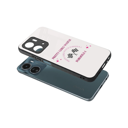 Racing Babe sleek vivo y16 cover with tempered glass back and TPU edges