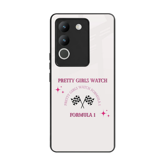 Racing Babe back phone cover | glass case for vivo y200 5g