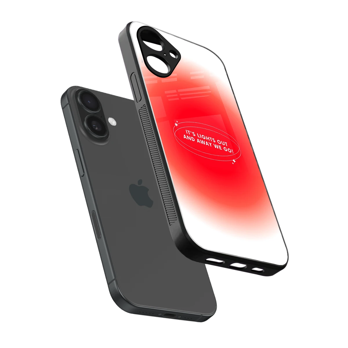 Racing Spirit sleek iPhone 16 cover with tempered glass back and TPU edges