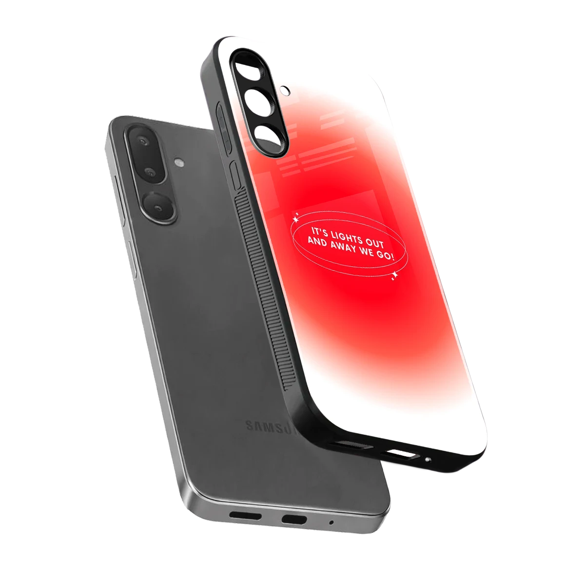 Racing Spirit sleek samsung galaxy m56 5g cover with tempered glass back and TPU edges