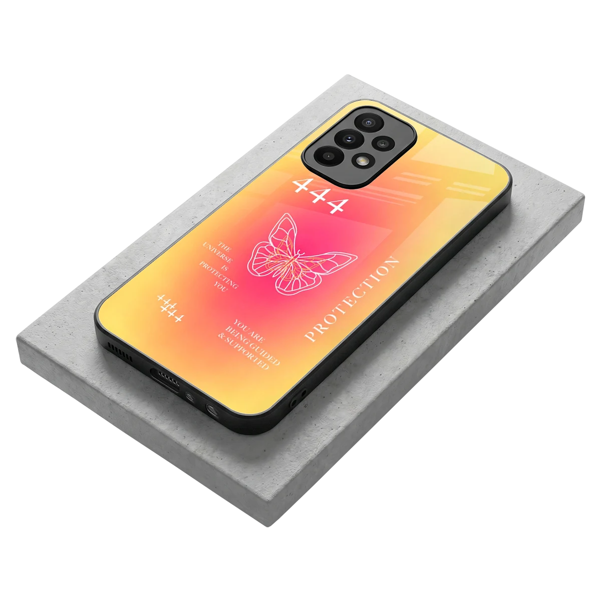 Radiant 444 stylish phone case for samsung galaxy a23 | glossy glass and slim fit