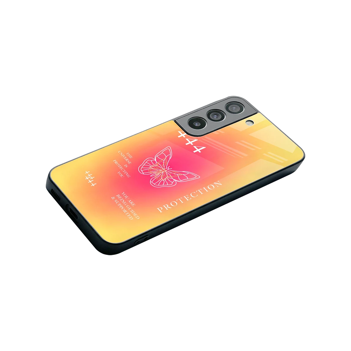 Radiant 444 stylish phone case for samsung galaxy s22 | glossy glass and slim fit