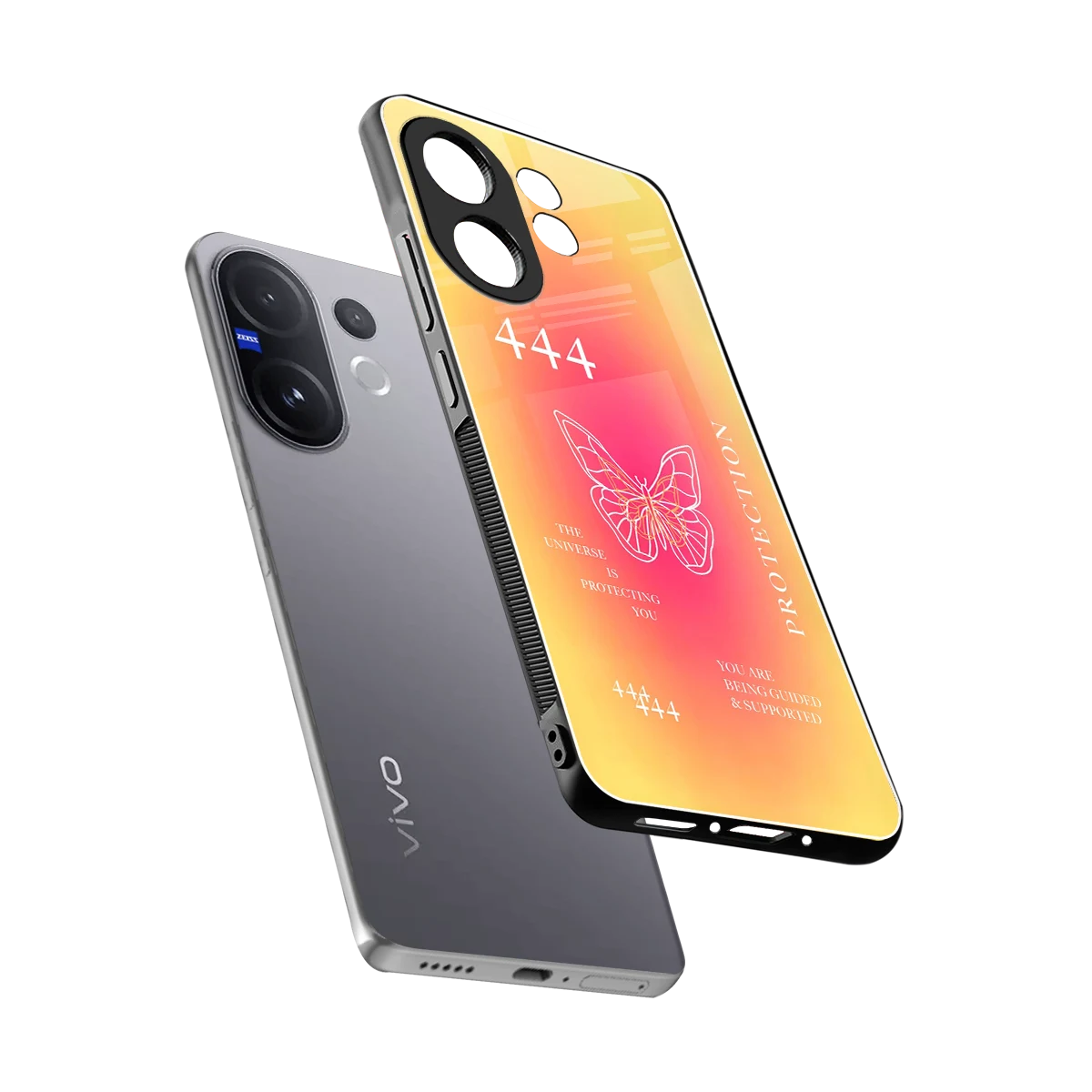 Radiant 444 sleek vivo v60 cover with tempered glass back and TPU edges