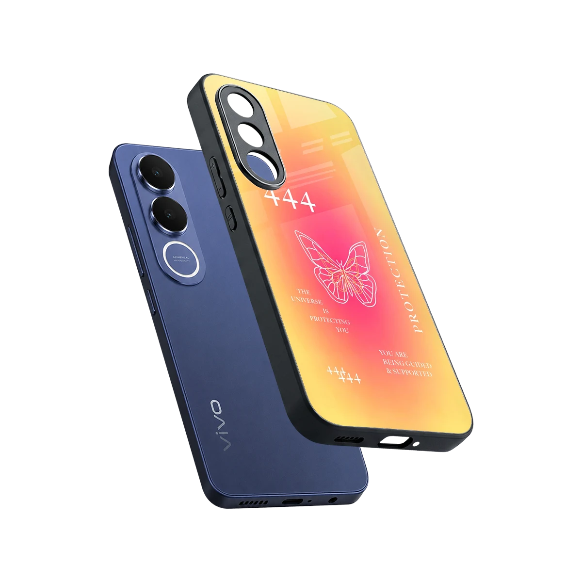 Radiant 444 sleek vivo v70 fe cover with tempered glass back and TPU edges