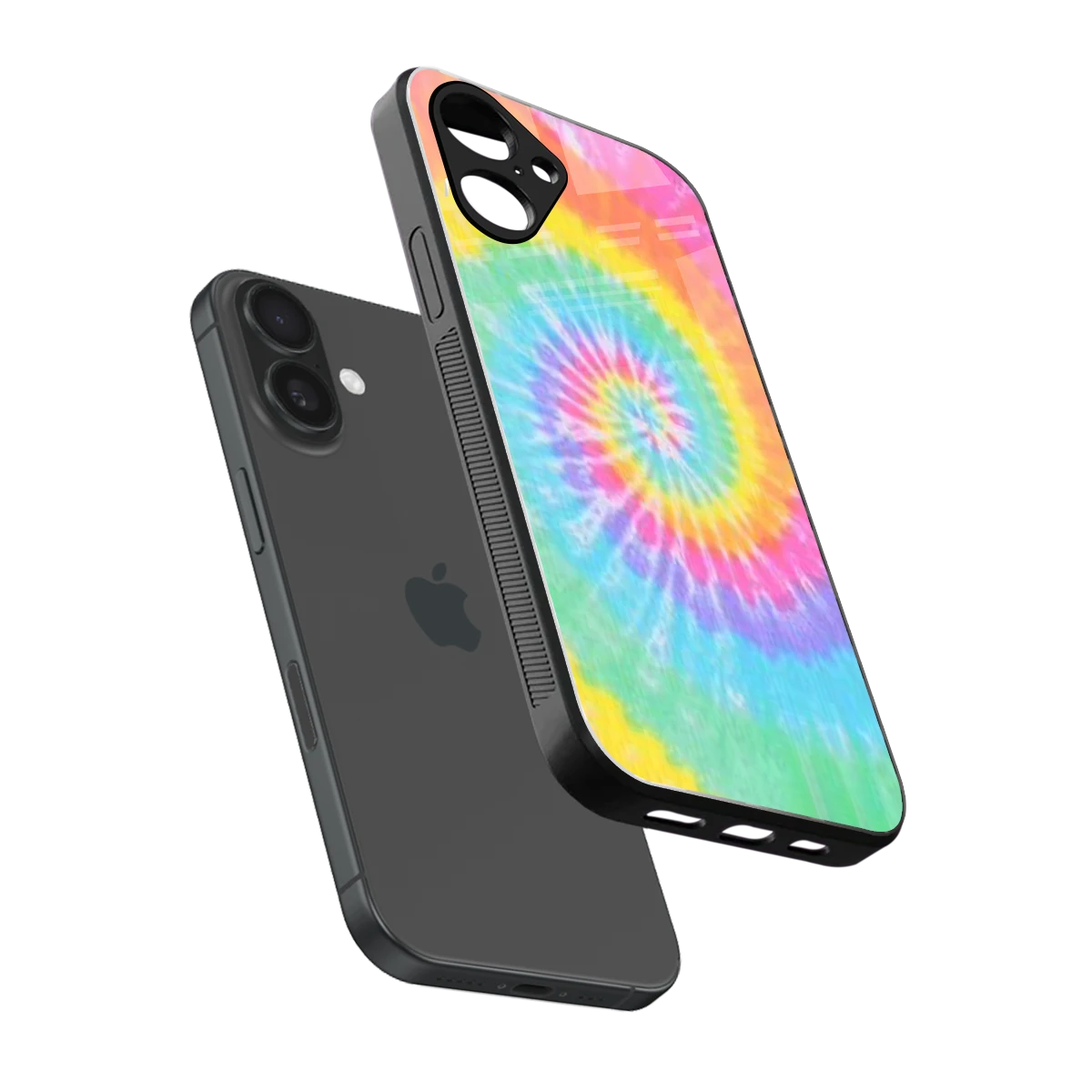Rainbow sleek iPhone 16 cover with tempered glass back and TPU edges