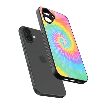 Rainbow sleek iPhone 16 cover with tempered glass back and TPU edges