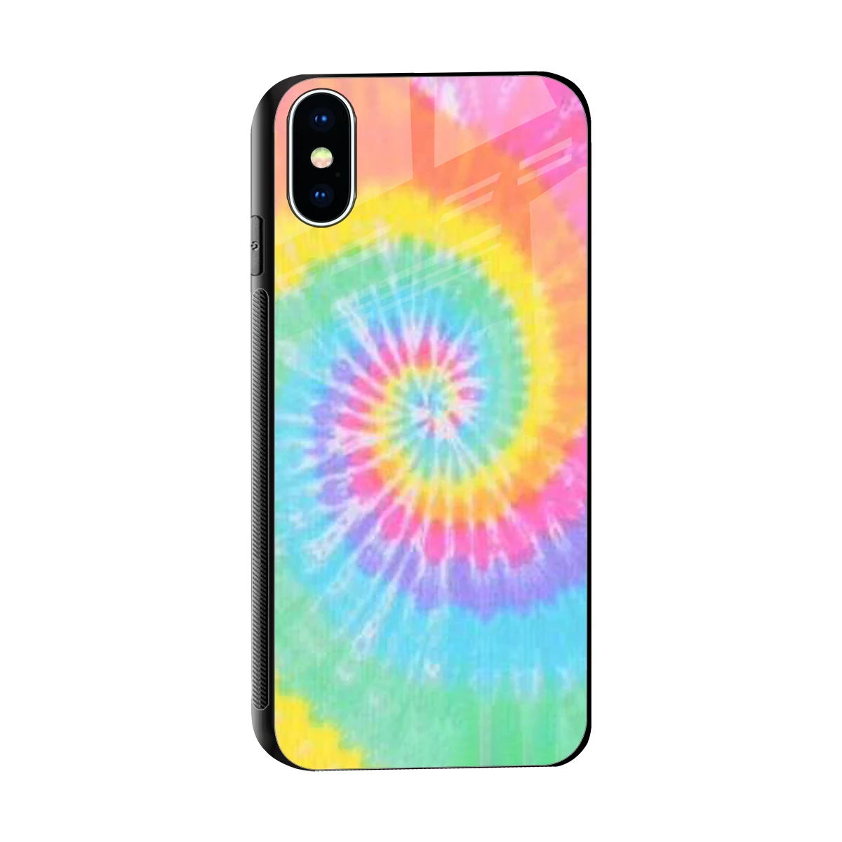 Rainbow sleek iphone xs cover with tempered glass back and TPU edges