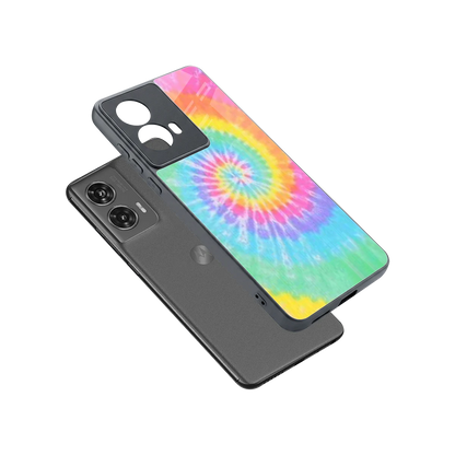 Rainbow sleek motorola edge 50 fusion cover with tempered glass back and TPU edges
