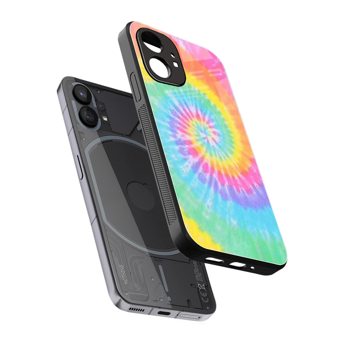 Rainbow sleek nothing phone 1 cover with tempered glass back and TPU edges