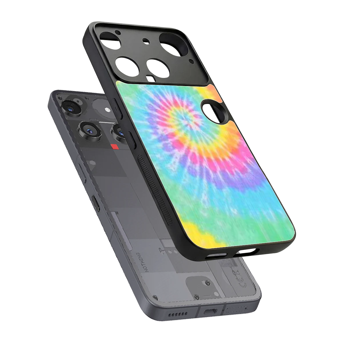 Rainbow sleek nothing phone 3 cover with tempered glass back and TPU edges