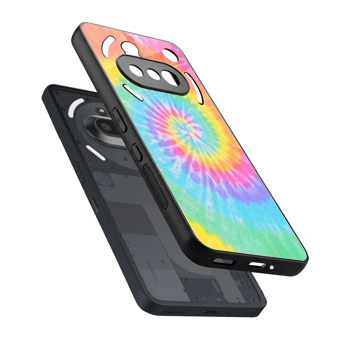 Rainbow sleek nothing phone 3a cover with tempered glass back and TPU edges