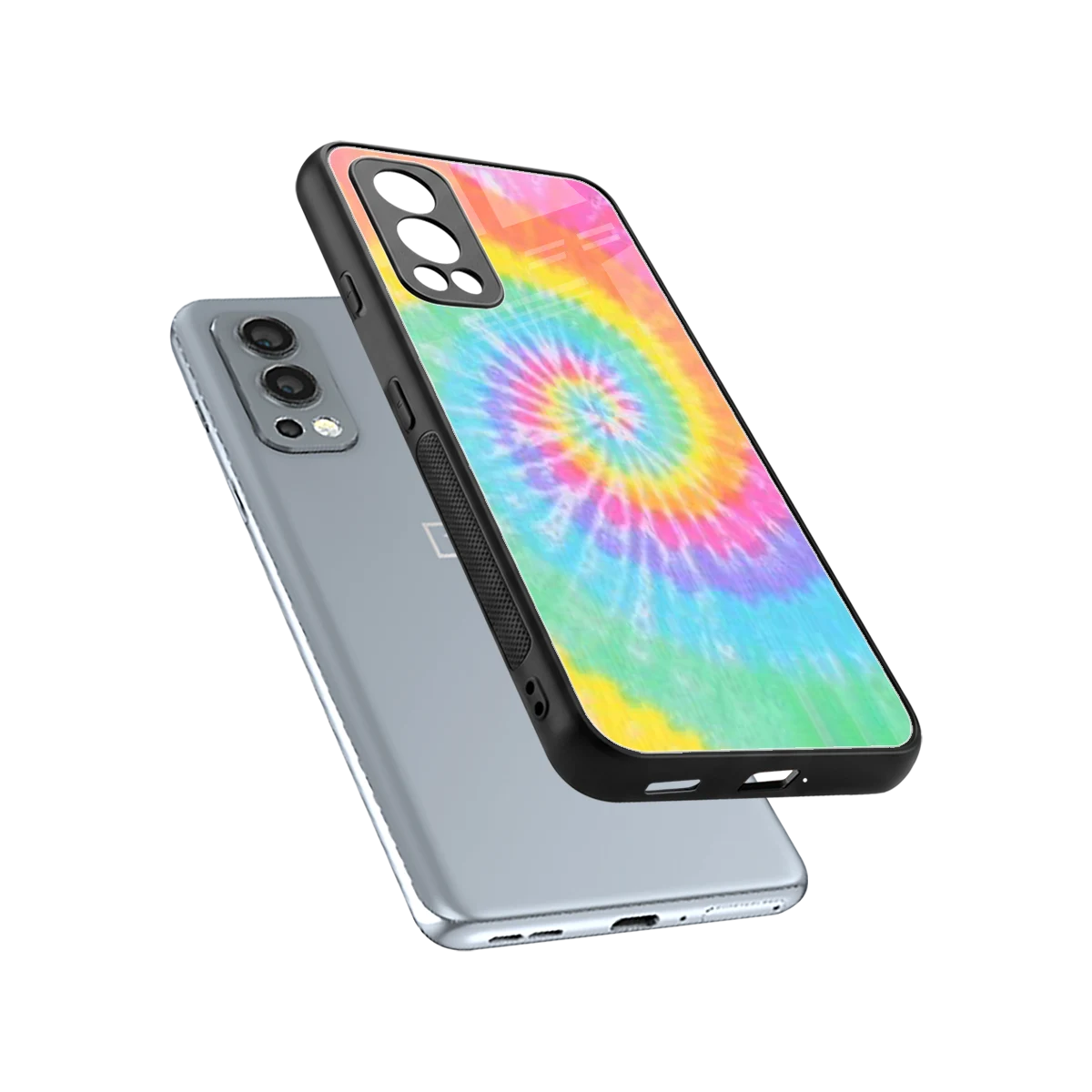 Rainbow sleek oneplus nord 2 cover with tempered glass back and TPU edges