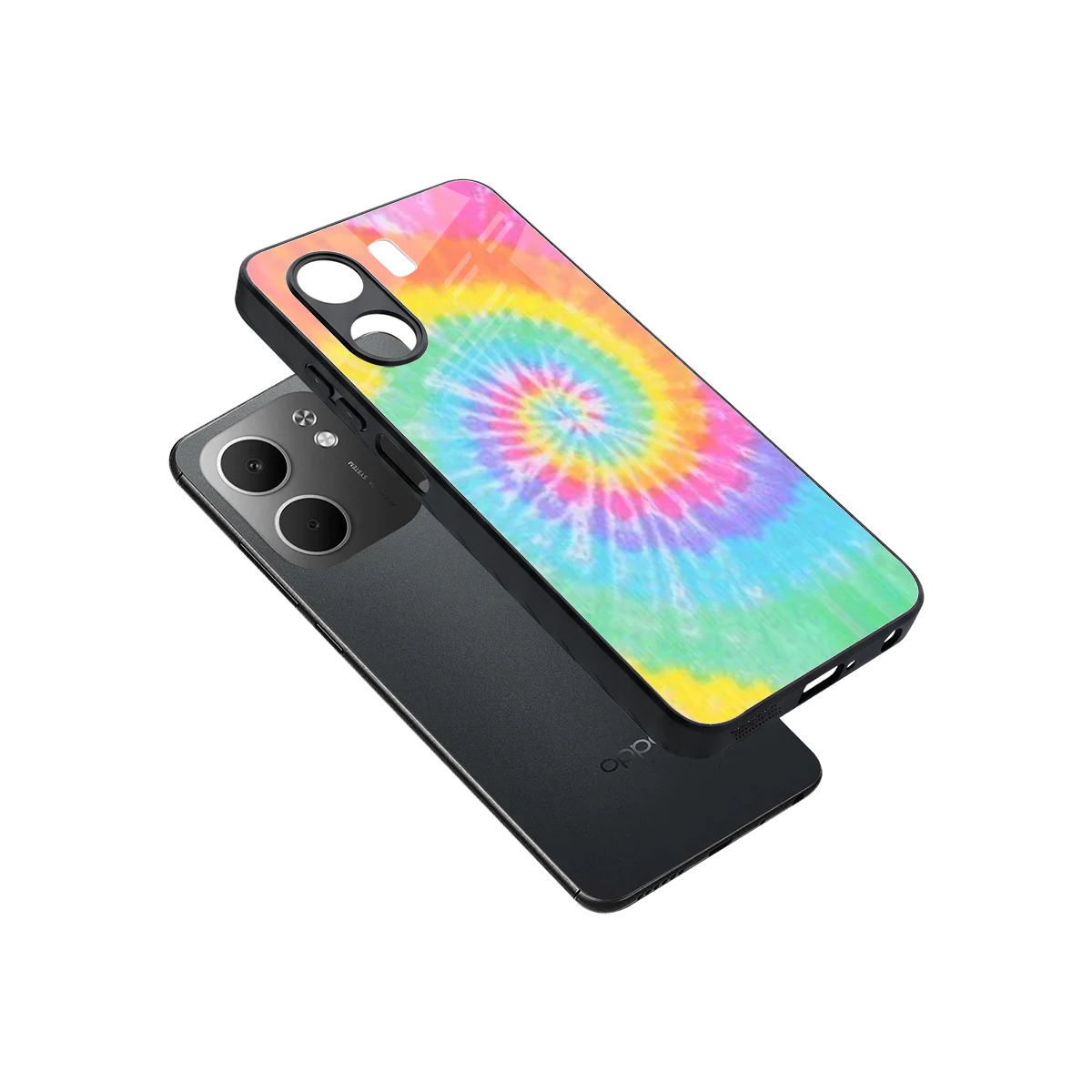 Rainbow sleek oppo a5x 5g cover with tempered glass back and TPU edges