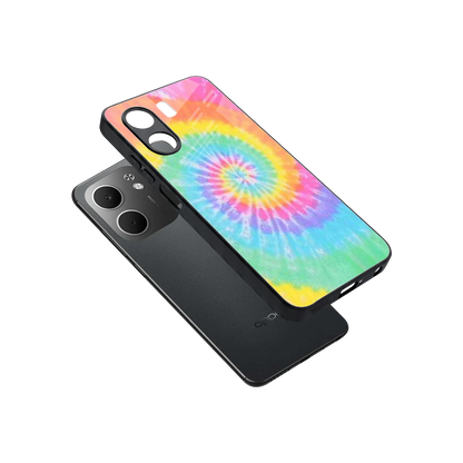 Rainbow sleek oppo a5x 5g cover with tempered glass back and TPU edges