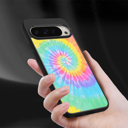 Rainbow sleek google pixel 9 pro xl cover with tempered glass back and TPU edges