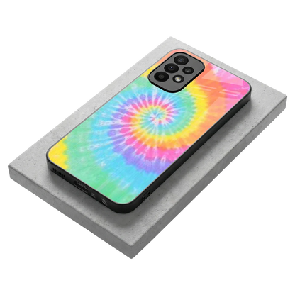 Rainbow stylish phone case for samsung galaxy a23 | glossy glass and slim fit
