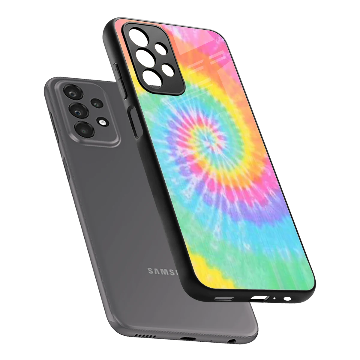 Rainbow sleek samsung galaxy a23 cover with tempered glass back and TPU edges
