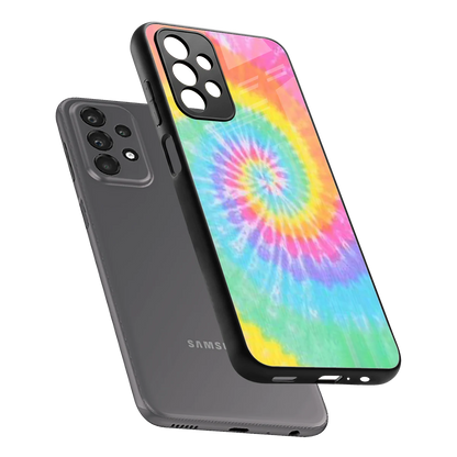 Rainbow sleek samsung galaxy a23 cover with tempered glass back and TPU edges