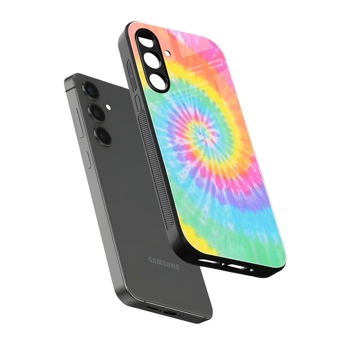 Rainbow sleek samsung galaxy m34 5g cover with tempered glass back and TPU edges