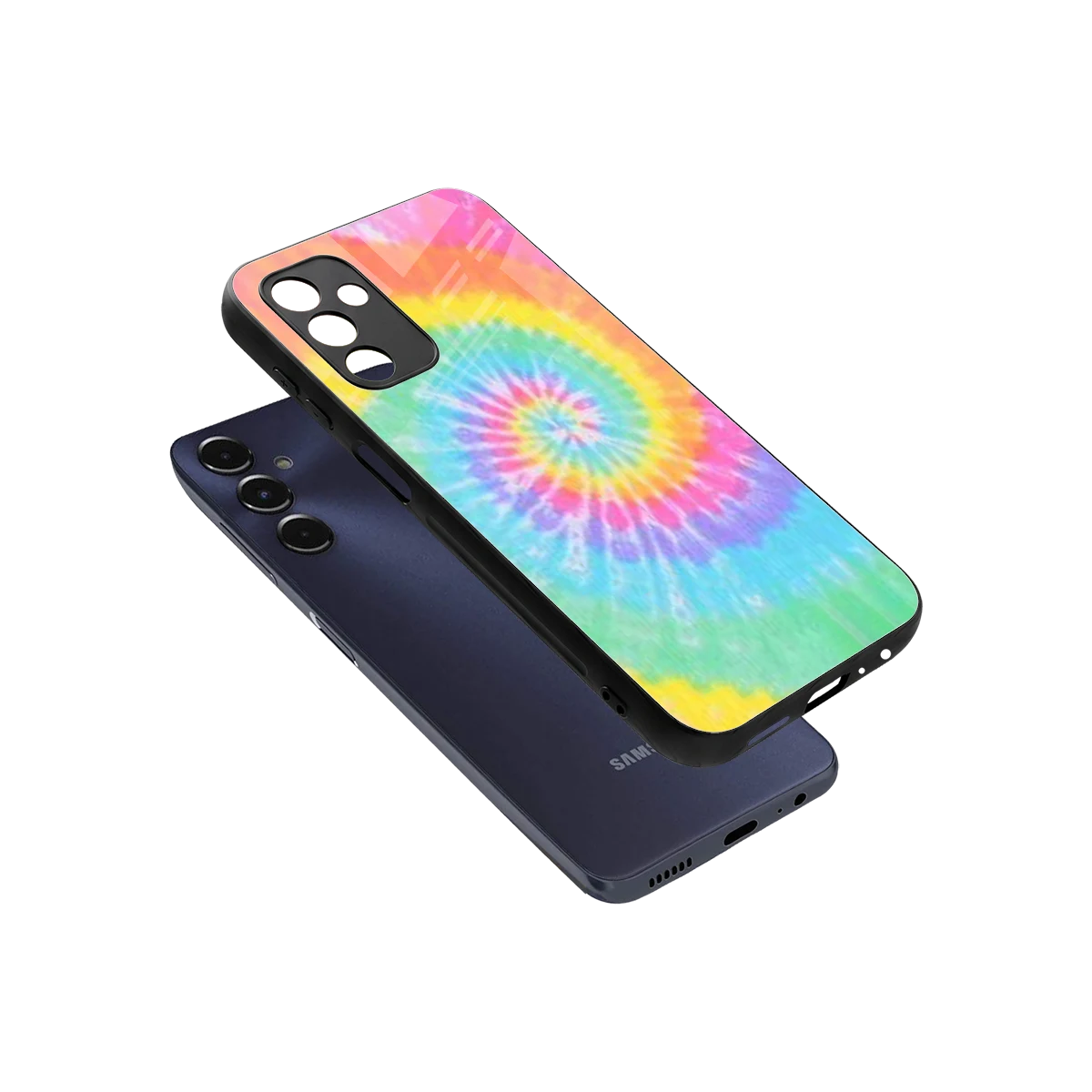 Rainbow sleek samsung galaxy m14 5g cover with tempered glass back and TPU edges