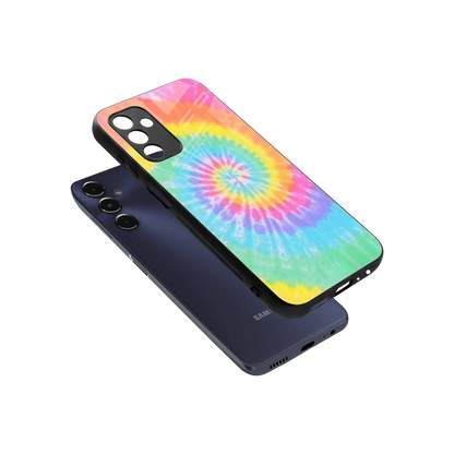 Rainbow sleek samsung galaxy m14 5g cover with tempered glass back and TPU edges