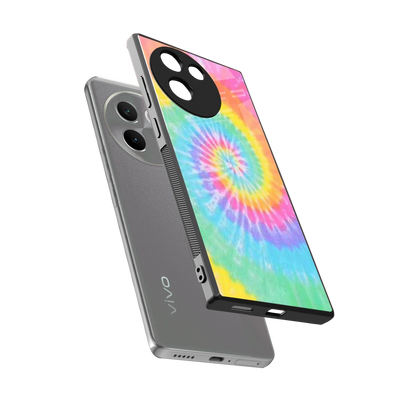 Rainbow sleek vivo v30e cover with tempered glass back and TPU edges
